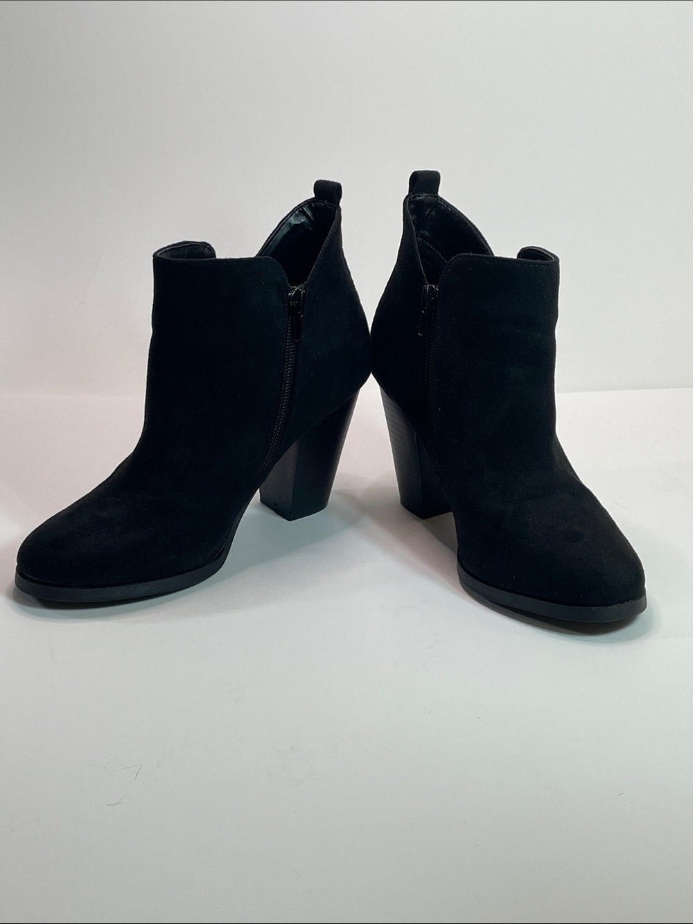 Call It Spring Women's Black Suede Ankle Booties with Block Heels Size 6.5